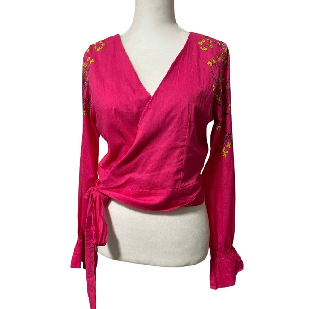 Roopa Pemmaraju Anthro Floral Wrap Cropped Top Small